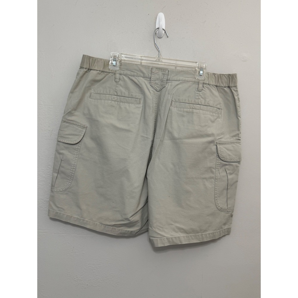 Columbia Mens Tan Khaki Cargo Shorts Pleated Side Elastic Vintage Utility Dad 40 - Picture 2 of 13